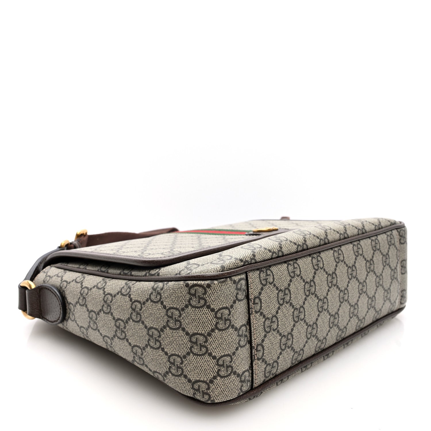 Gucci Tender GG Supreme Monogram Textured Dollar Calfskin Ophidia Messenger Bag Beige Ebony Dark Brown 4 of 9
