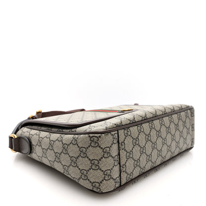 Gucci Tender GG Supreme Monogram Textured Dollar Calfskin Ophidia Messenger Bag Beige Ebony Dark Brown 4 of 9