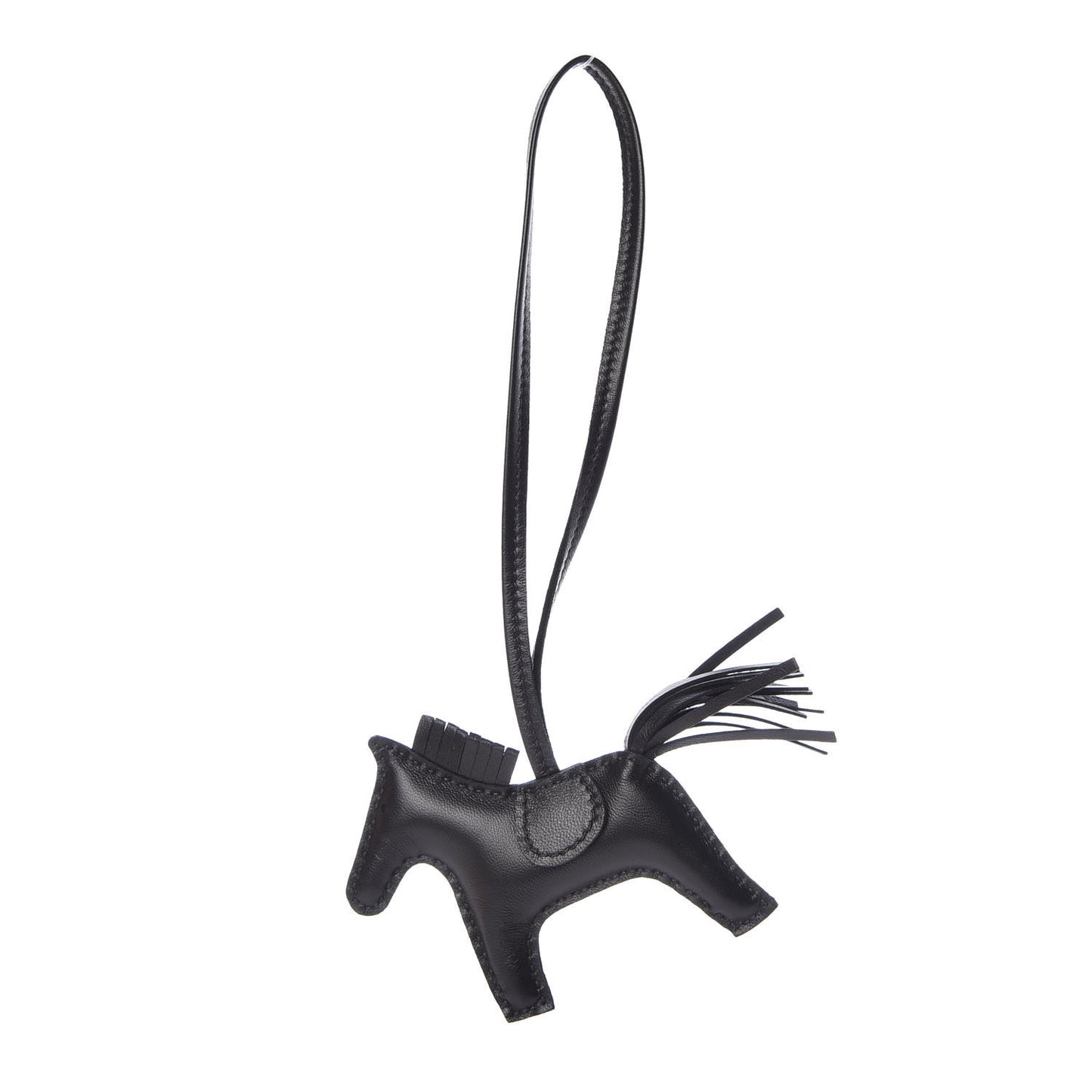 Milo Lambskin Grigri Rodeo Horse Bag Charm PM So Black
