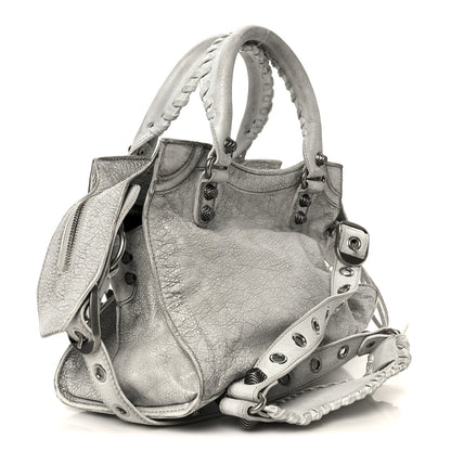Balenciaga Agneau Arena Dirty Effect Arena Small Neo Cagole City Handbag Optic White 4 of 11