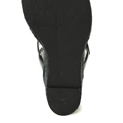 Saint Laurent Calfskin Tribute 95 Platform Espadrille Wedge Sandals 35.5 Black 8 of 13