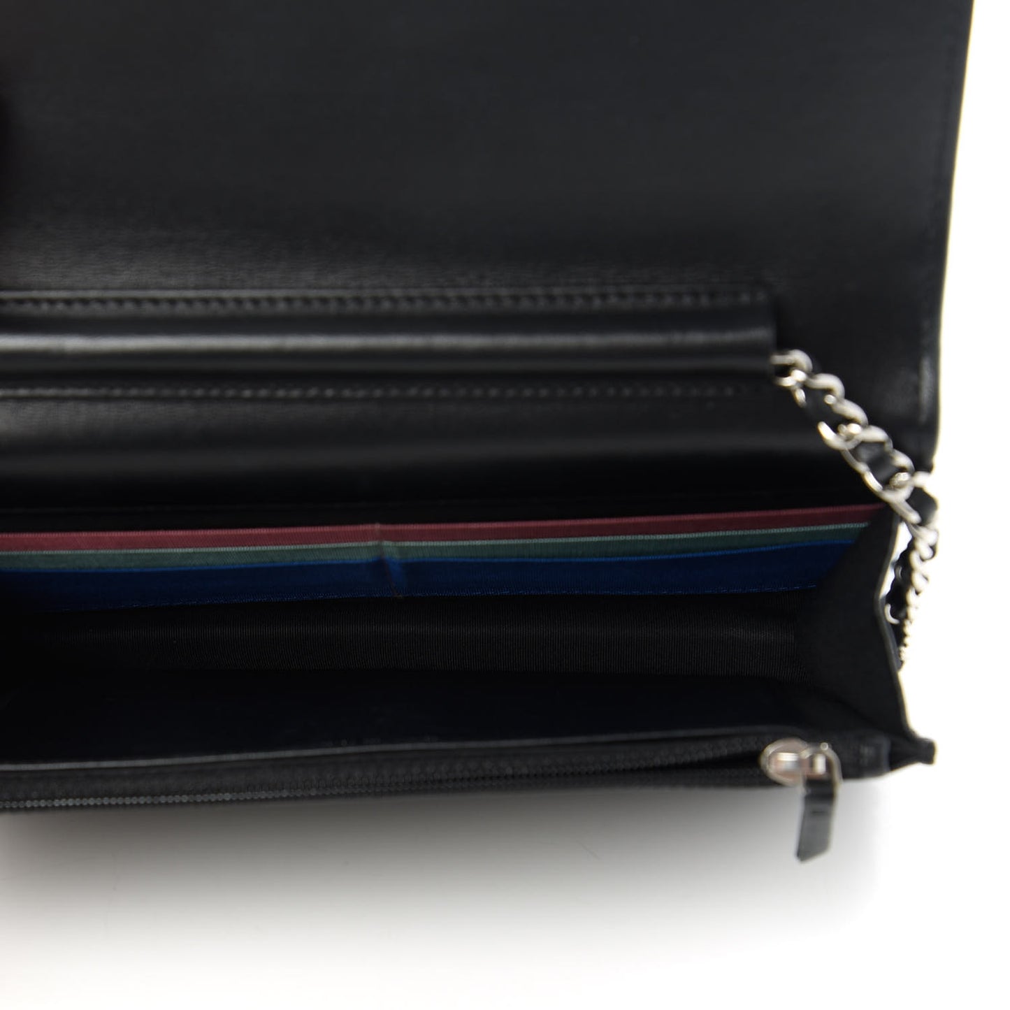 Lambskin Quilted Wallet On Chain WOC Black Pink Light Blue
