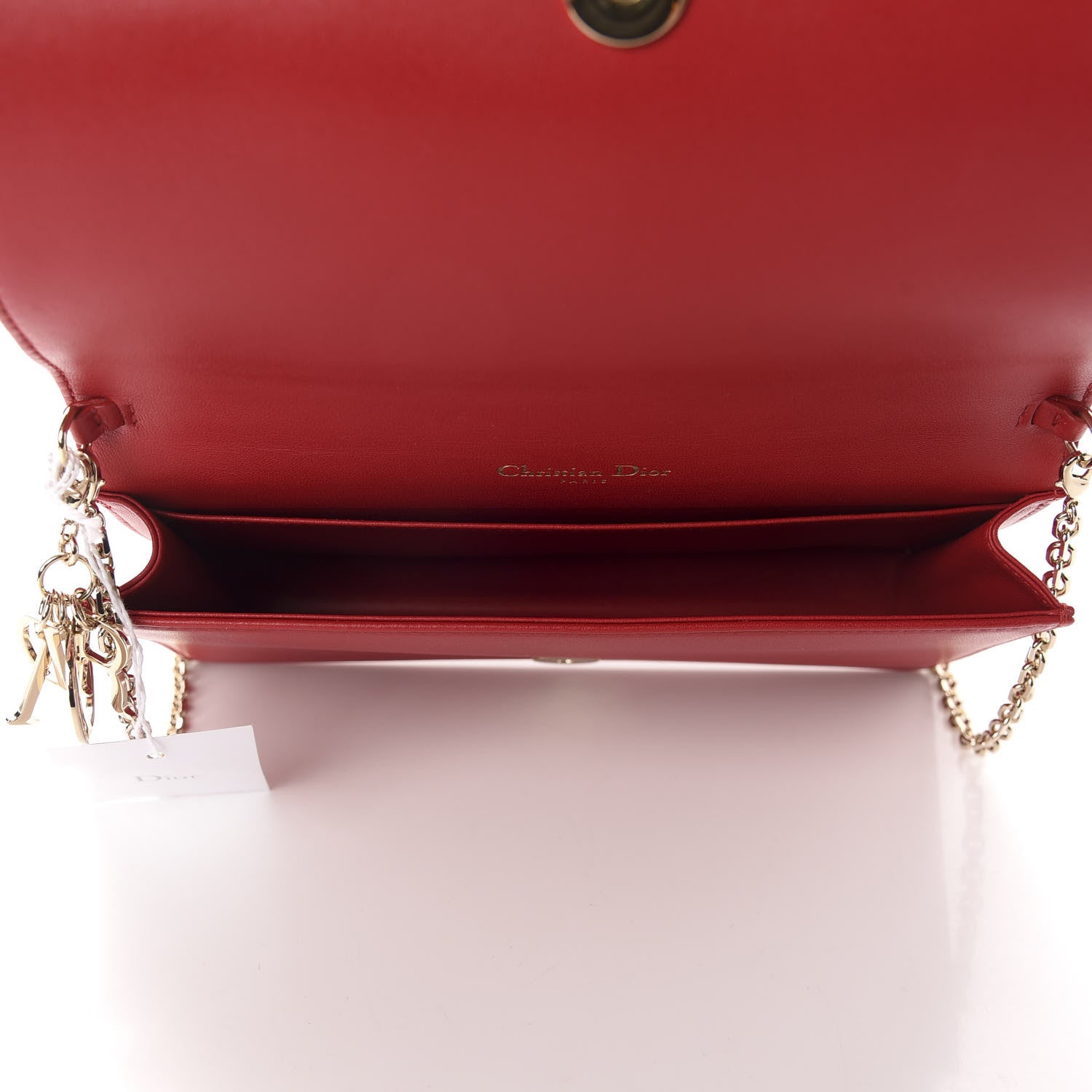 Christian Dior Lambskin Cannage Lady Dior Clutch Red 5 of 11