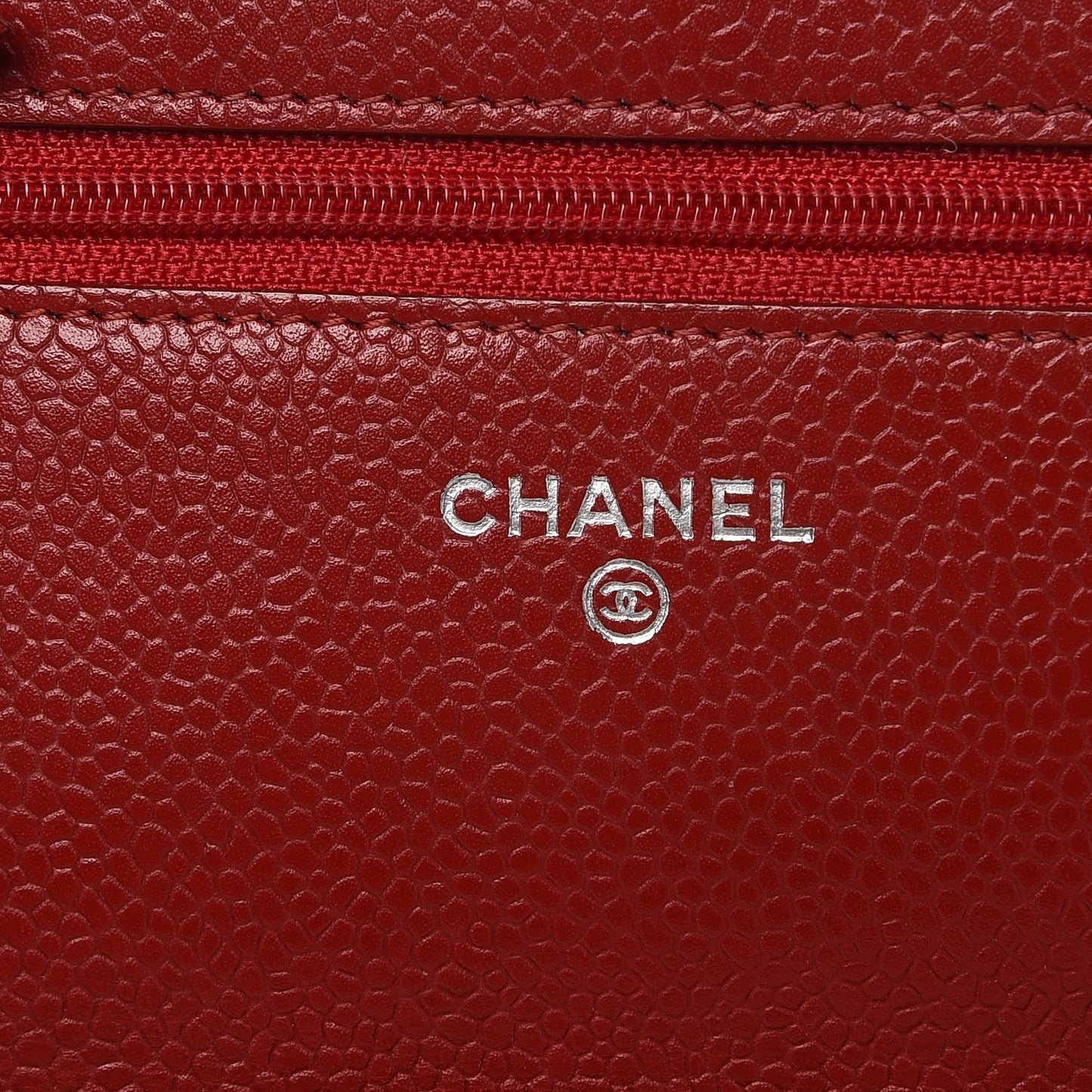 Caviar Quilted Wallet on Chain WOC Red