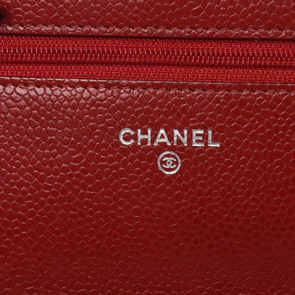 Chanel Caviar Quilted Wallet on Chain WOC Red 6 of 11