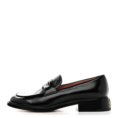 Chanel Shiny Crumpled Calfskin CC Loafers 36.5 Black 1 of 9