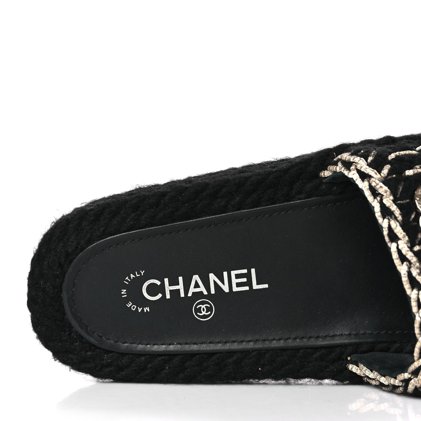 Braided Knit CC Mules 40 Black Gold