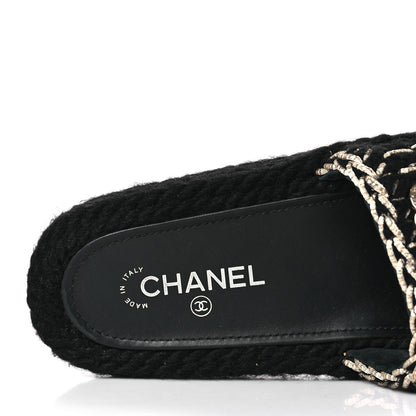 Chanel Braided Knit CC Mules 40 Black Gold 7 of 9