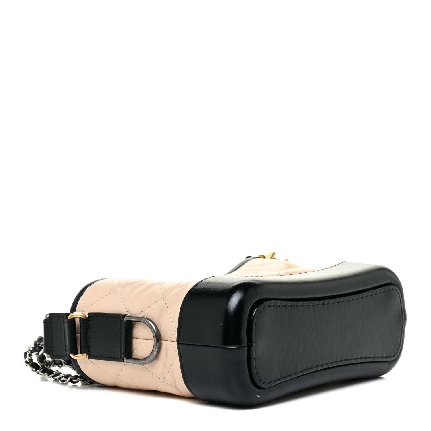 Chanel Aged Calfskin Quilted Small Gabrielle Hobo Beige Black 4 of 11