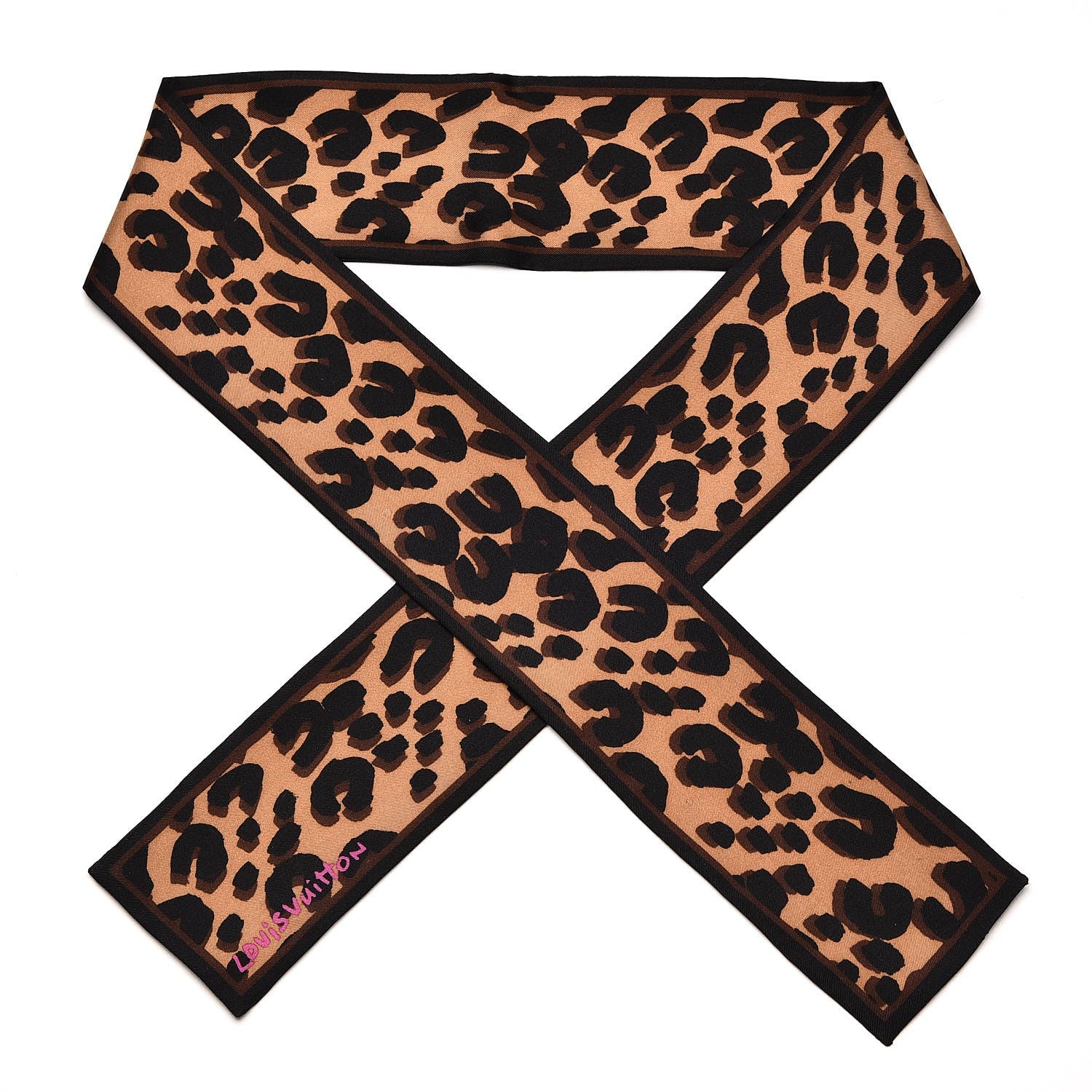 Louis Vuitton Silk Leopard Bandeau Scarf Marron 1 of 6