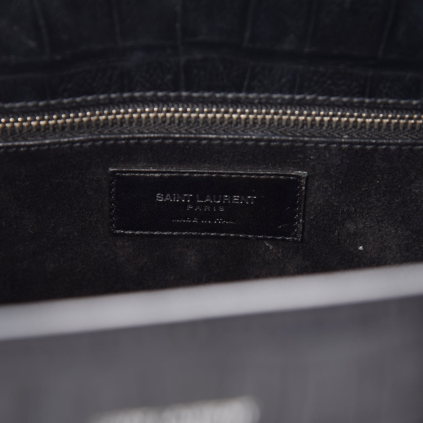 Calfskin Crocodile Embossed Small Sac de Jour Black