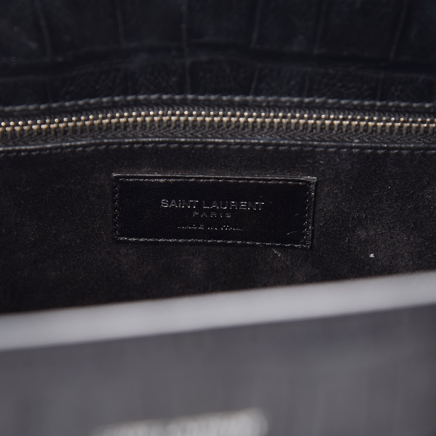 Saint Laurent Calfskin Crocodile Embossed Small Sac de Jour Black 7 of 10