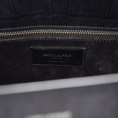 Saint Laurent Calfskin Crocodile Embossed Small Sac de Jour Black 7 of 10