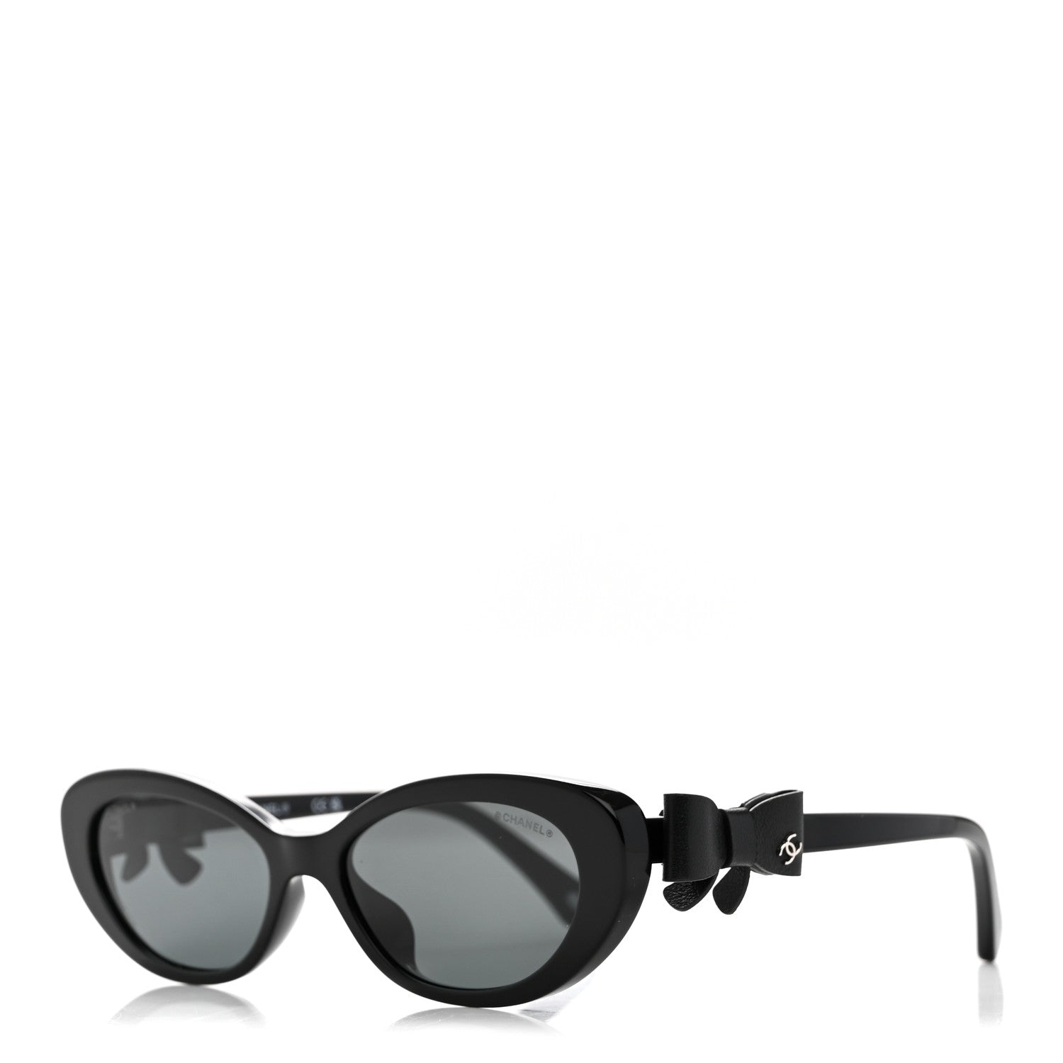 Chanel Acetate Calfskin Cat Eye Bow Sunglasses 71735A Black 1 of 8