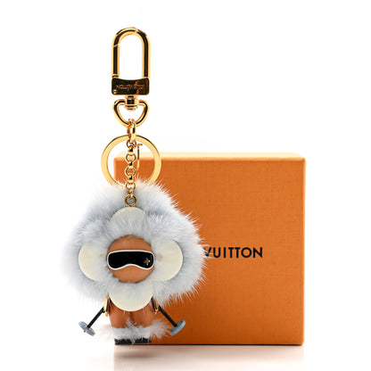 Louis Vuitton Resin Wood Mink Fur Vivienne Ski Bag Charm Key Holder 5 of 5