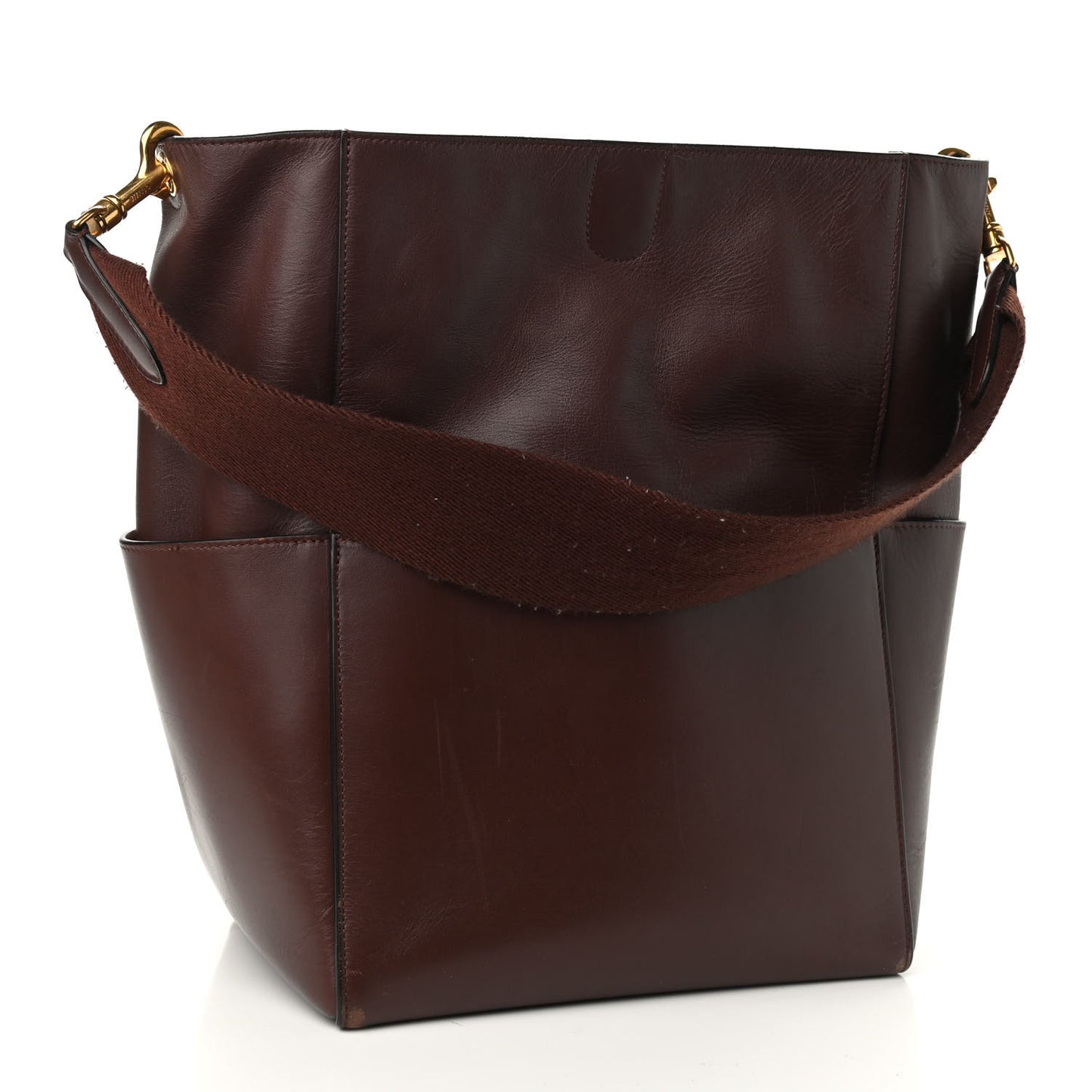 Supersoft Calfskin Sangle Bucket Bag Burgundy