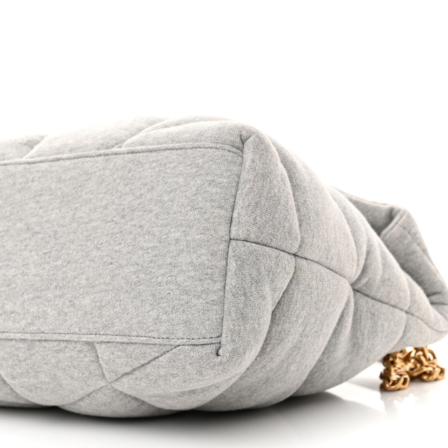 Saint Laurent Jersey Quilted Medium Loulou Puffer Monogram Chain Satchel Grey Cloud 10 of 10