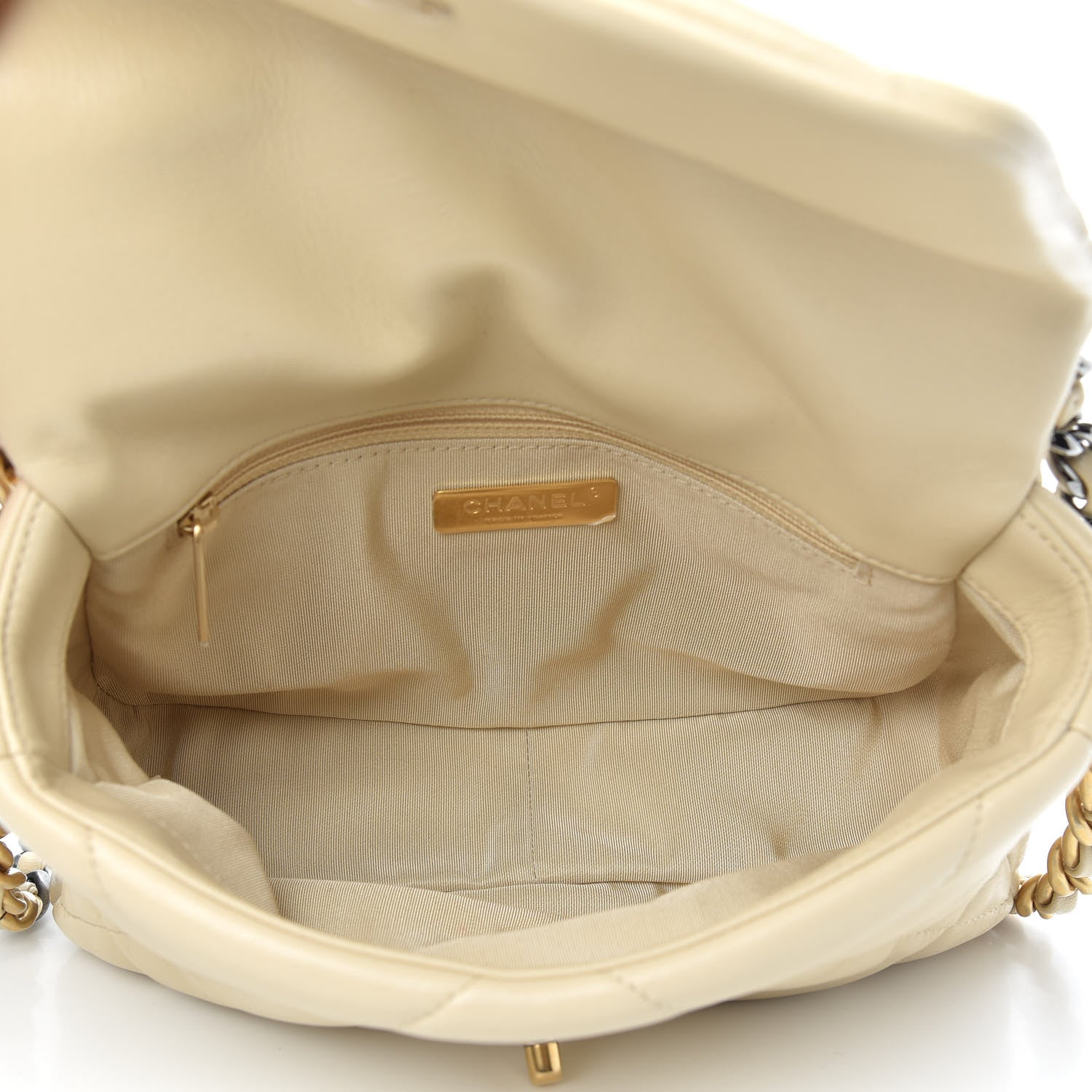 Chanel Lambskin Quilted Medium 19 Flap Beige 5 of 10