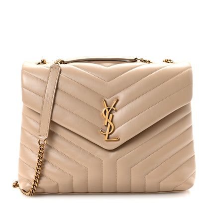 Saint Laurent Calfskin Y Quilted Monogram Medium Loulou Chain Satchel Nude Powder 1 of 9