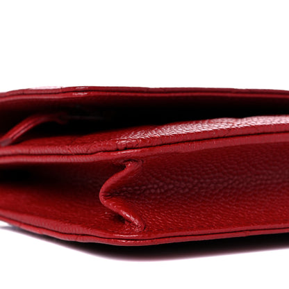 Chanel Caviar Quilted Wallet on Chain WOC Red 9 of 11