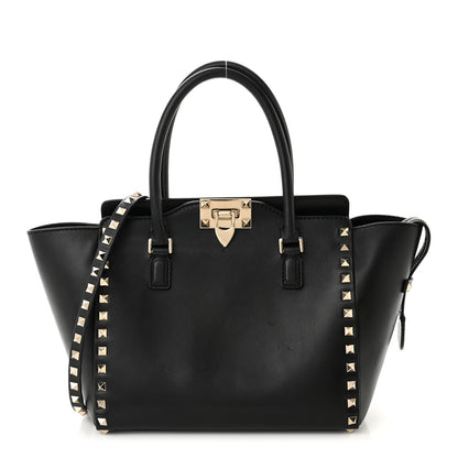 Valentino Garavani Vitello Small Rockstud Double Handle Tote Black 1 of 14