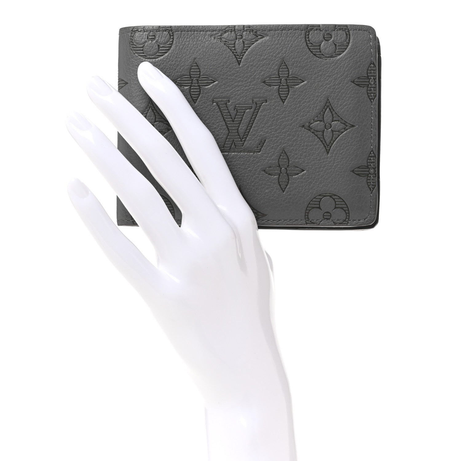 Louis Vuitton Calfskin Monogram Shadow Multiple Wallet Anthracite Gray 2 of 6