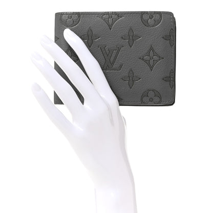 Louis Vuitton Calfskin Monogram Shadow Multiple Wallet Anthracite Gray 2 of 6