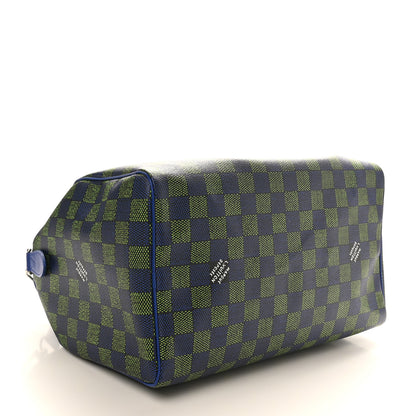 Louis Vuitton Damier Heritage Speedy Bandouliere 40 Blue Green 3 of 8
