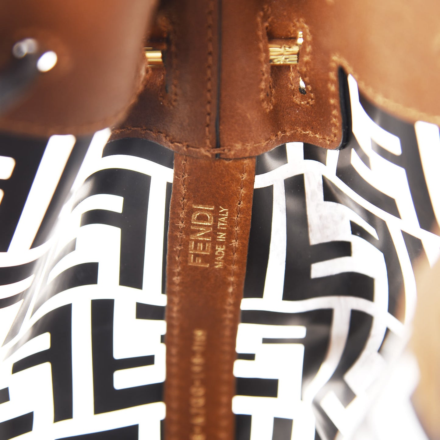 TPU FF Vitello Aura F is Fendi Grande Mon Tresor Bucket Bag Black Cuoio