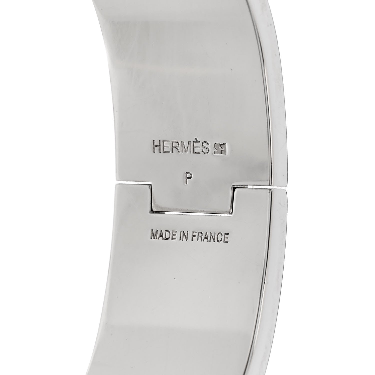 Hermes Enamel Wide Clic Clac H Bracelet GM Gris Clair White 4 of 4