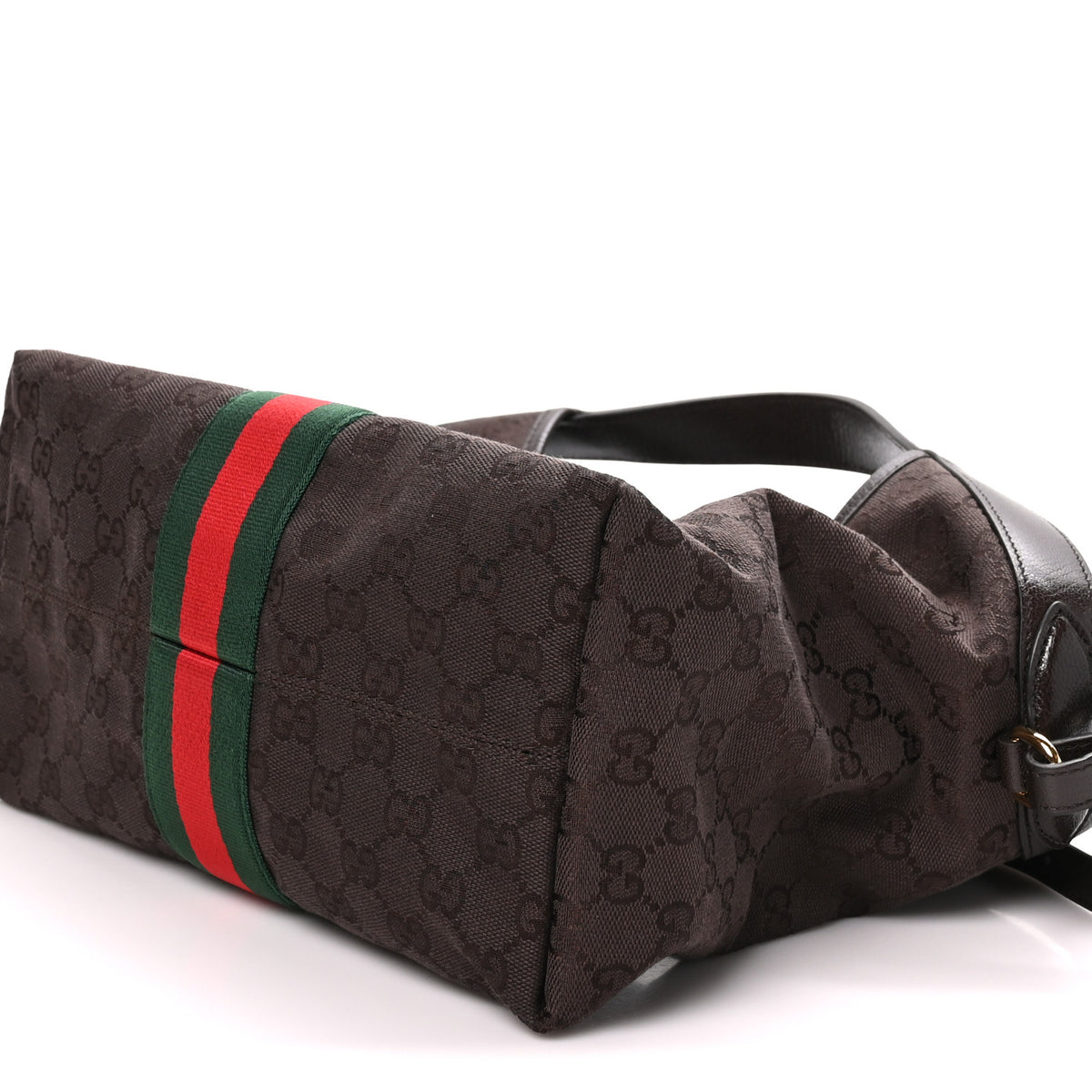 Gucci Denim GG Monogram Web Small Giglio Tote Dark Brown 10 of 11