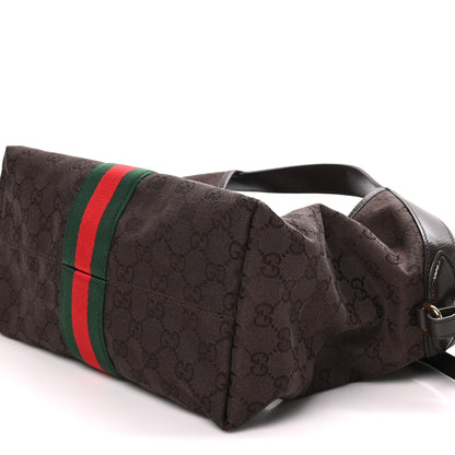 Gucci Denim GG Monogram Web Small Giglio Tote Dark Brown 10 of 11