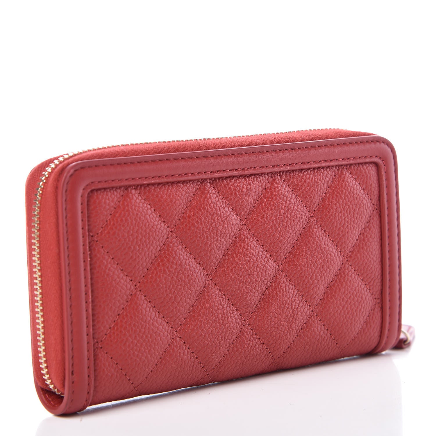 Chanel Caviar Quilted Medium Filigree Zip Around Wallet Dark Red 3 of 7
