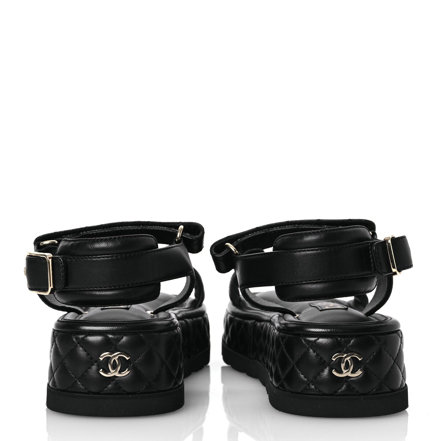 Lambskin Quilted Platform Sandals 40.5 Black