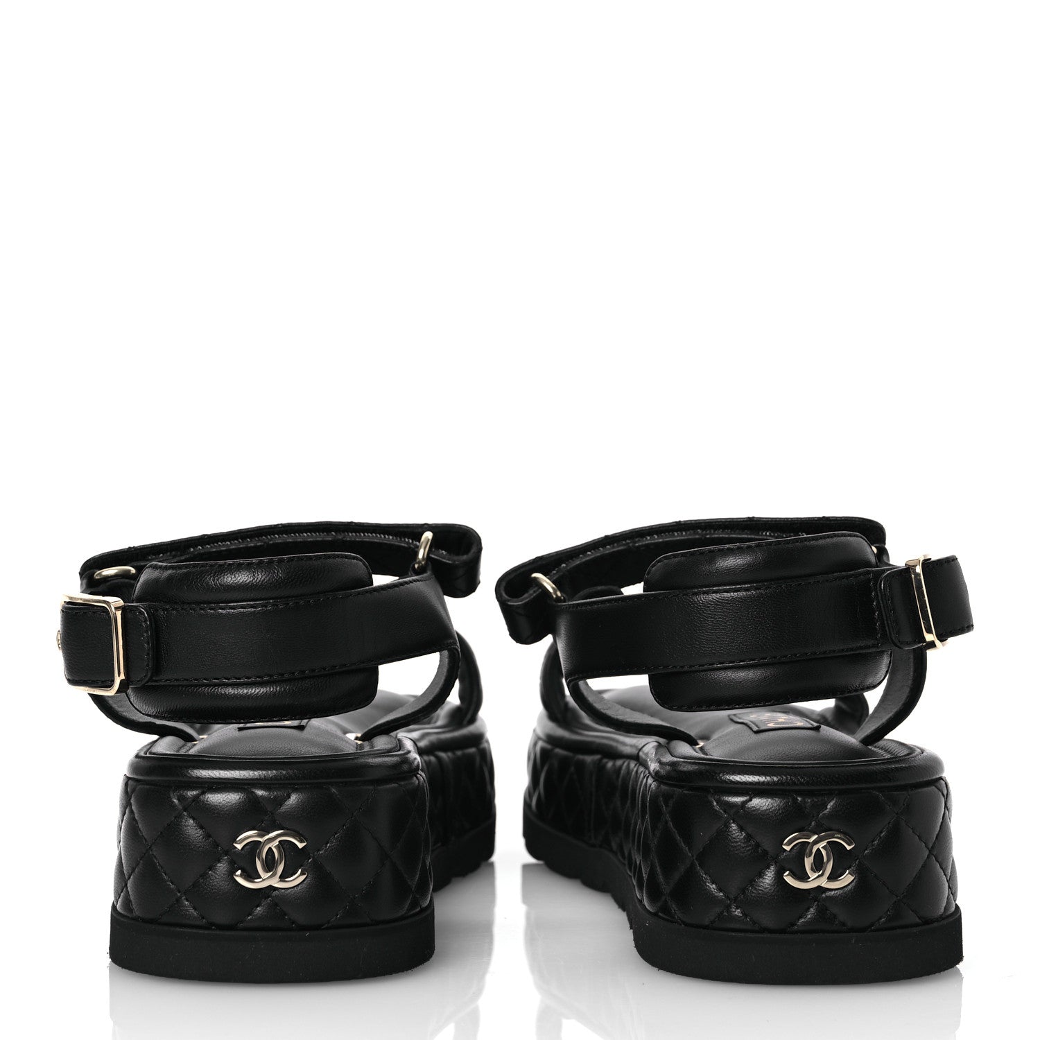 Chanel Lambskin Quilted Platform Sandals 40.5 Black 6 of 13