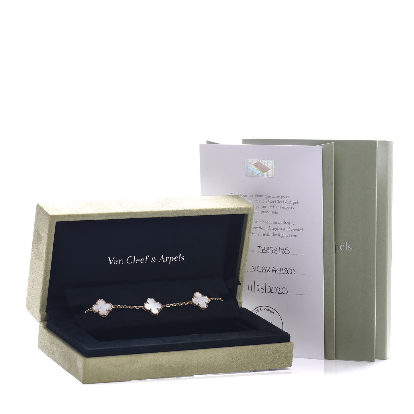 18K Yellow Gold Mother of Pearl 5 Motifs Vintage Alhambra Bracelet