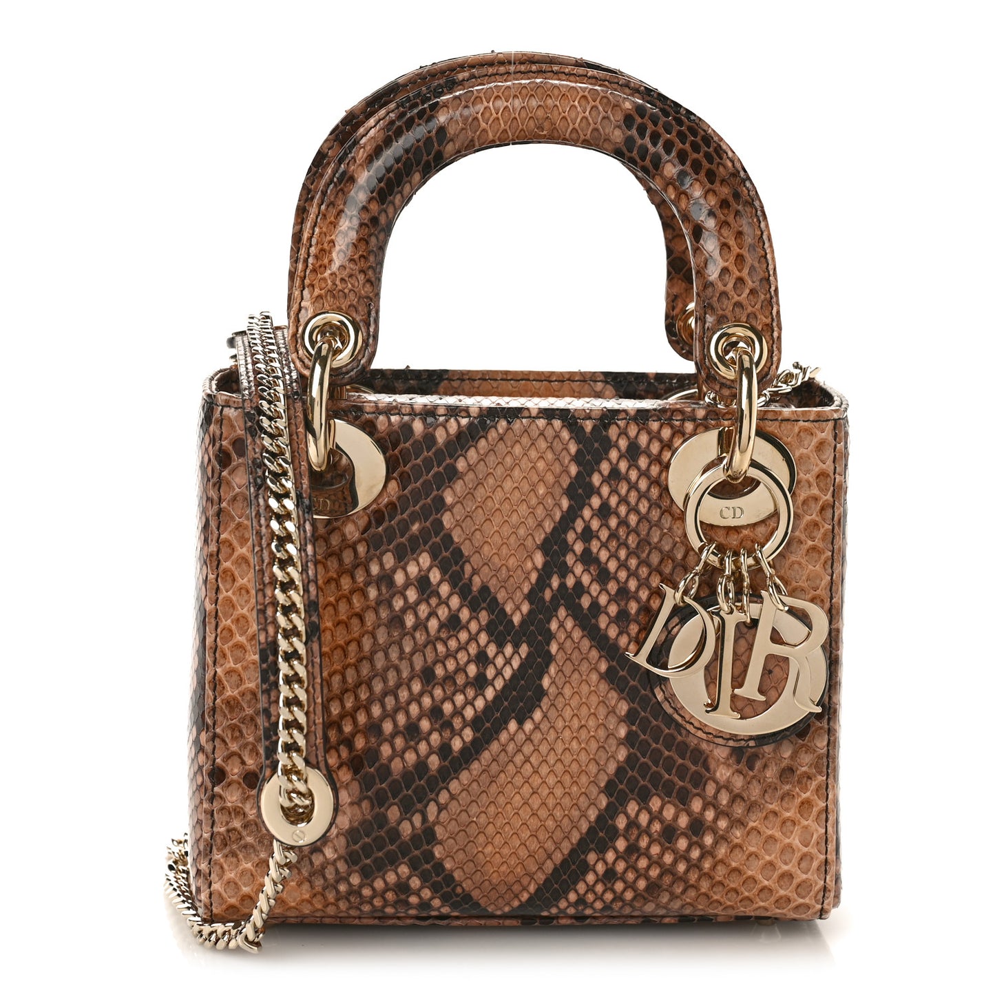Snakeskin Mini Lady Dior Beige Multicolor