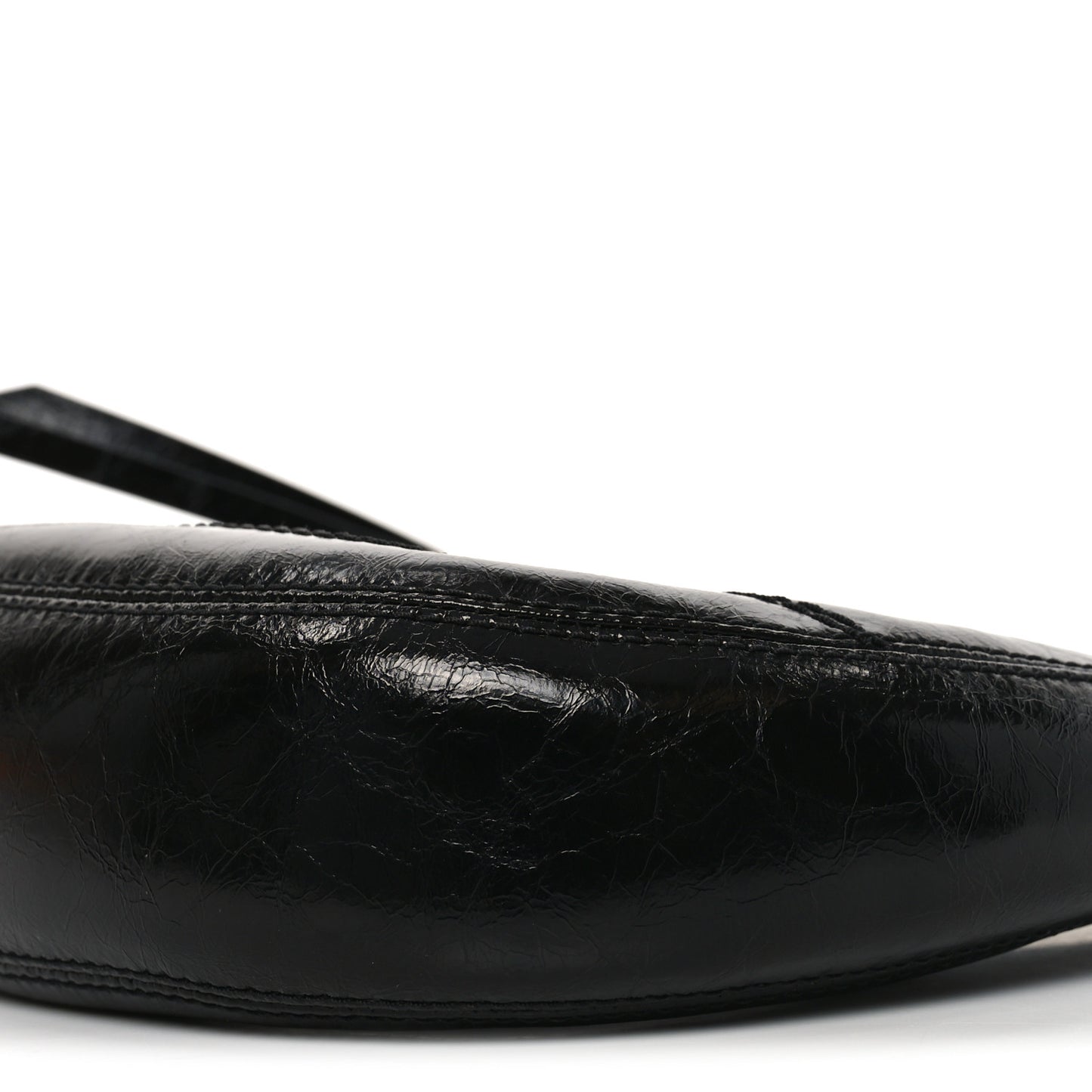 Crinkled Calfskin Crusier Crescent Bag Black