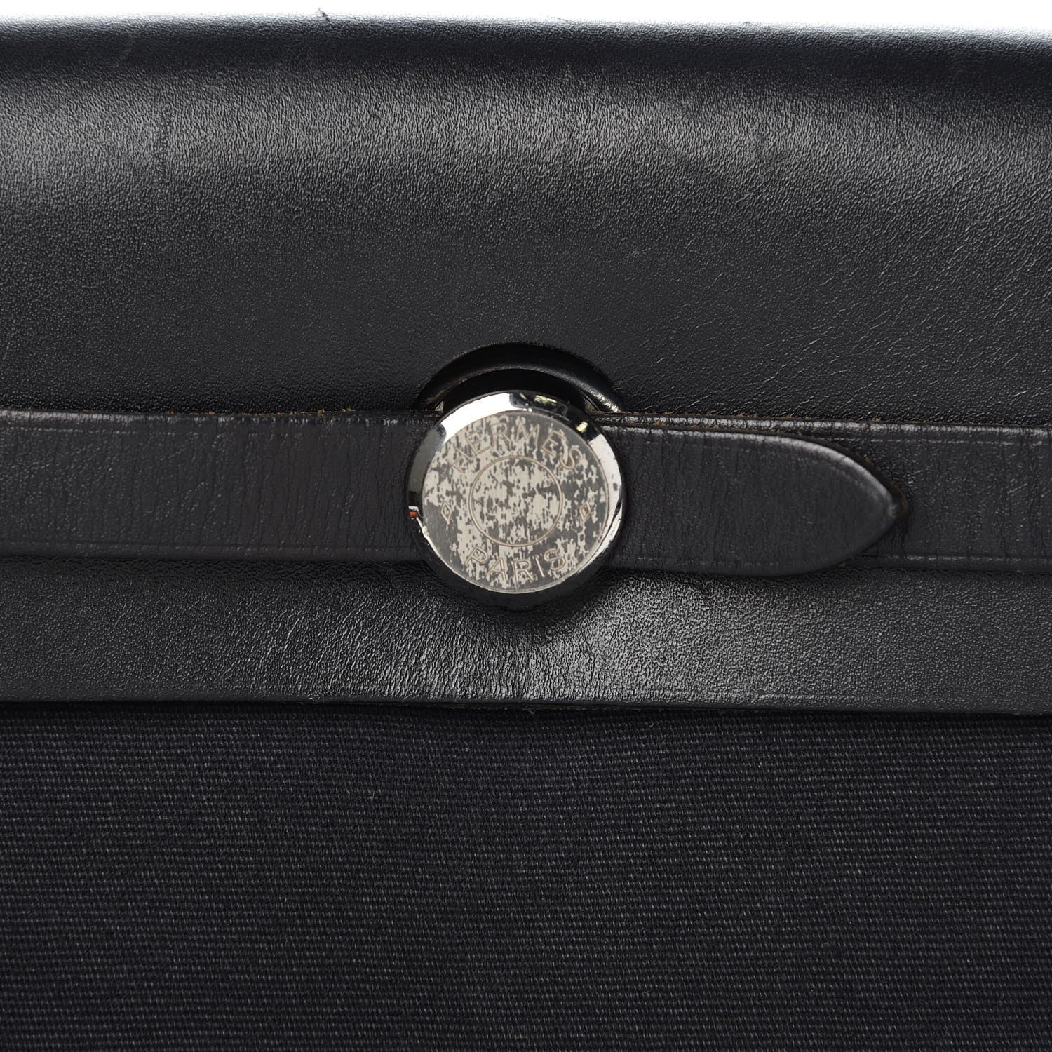 Hermes Toile Vache Calfskin Herbag 30 PM Black Natural 10 of 14