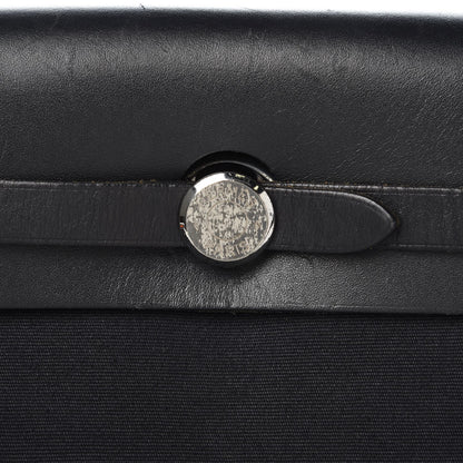 Hermes Toile Vache Calfskin Herbag 30 PM Black Natural 10 of 14