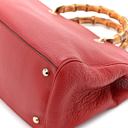 Gucci Pebbled Calfskin Medium Bamboo Shopper Tote Red 12 of 15
