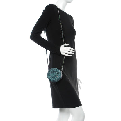 Chanel Iridescent Caviar Quilted Round Filigree Crossbody Dark Turquoise 2 of 8