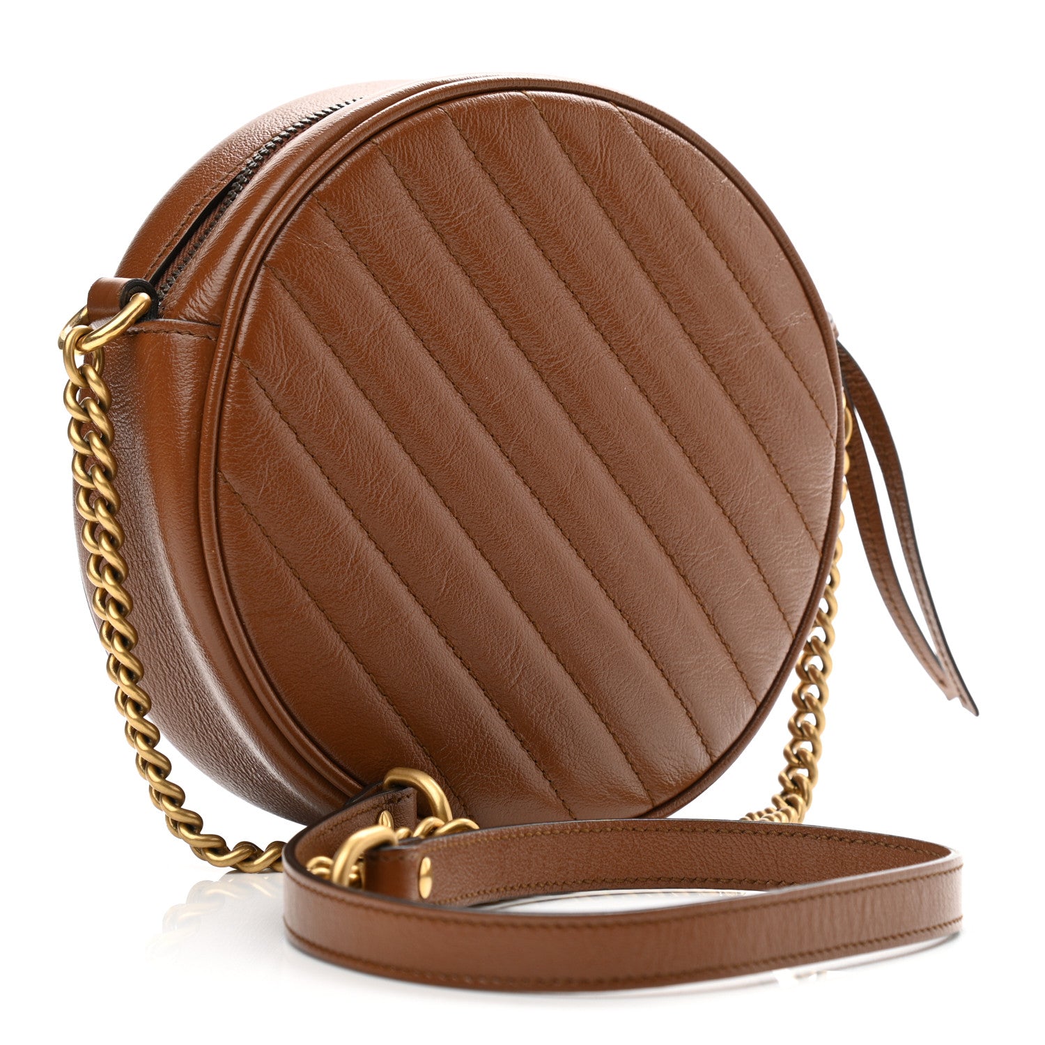 Gucci Azalea Calfskin Matelasse Diagonal Mini GG Marmont Round Shoulder Bag Cuir 2 of 9