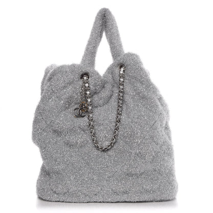 Chanel Knit Metallic Lambskin Large Shopping Tote Silver 1 of 8