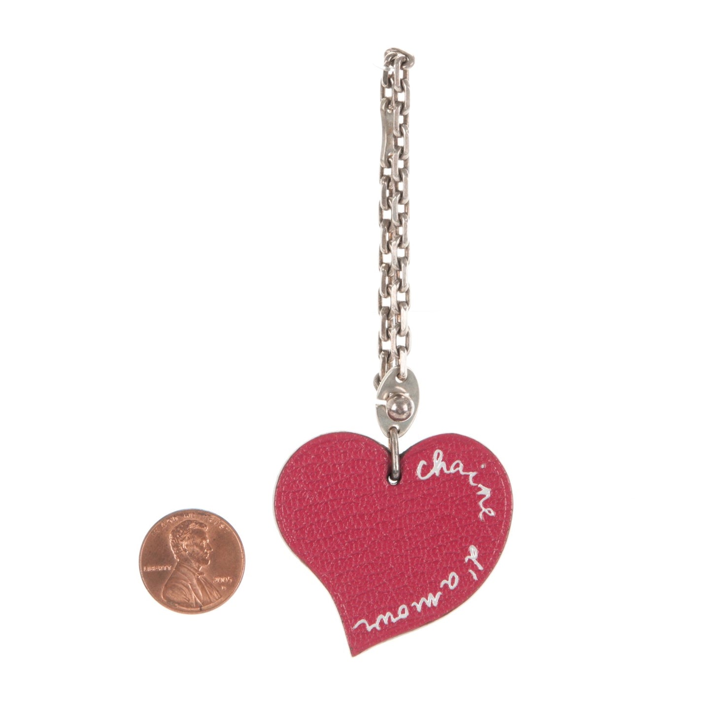 Chevre Chaine D'Amour Heart Key Chain Bag Charm Rouge Vif Orange