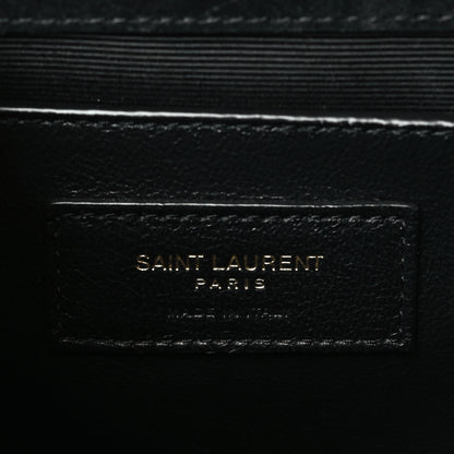 Saint Laurent Suede Mixed Matelasse Triquilt Medium Monogram Satchel Black 6 of 8