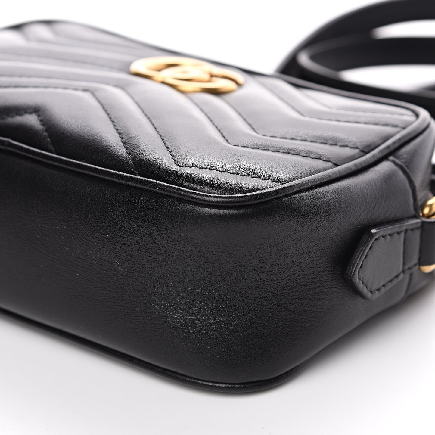 Calfskin Matelasse Mini GG Marmont Chain Shoulder Bag Black