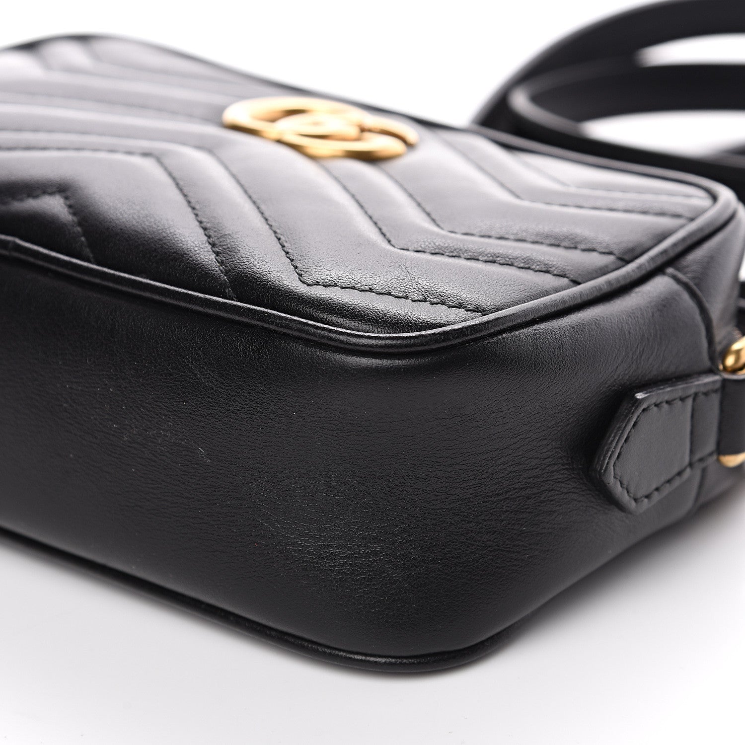Gucci Calfskin Matelasse Mini GG Marmont Chain Shoulder Bag Black 11 of 12