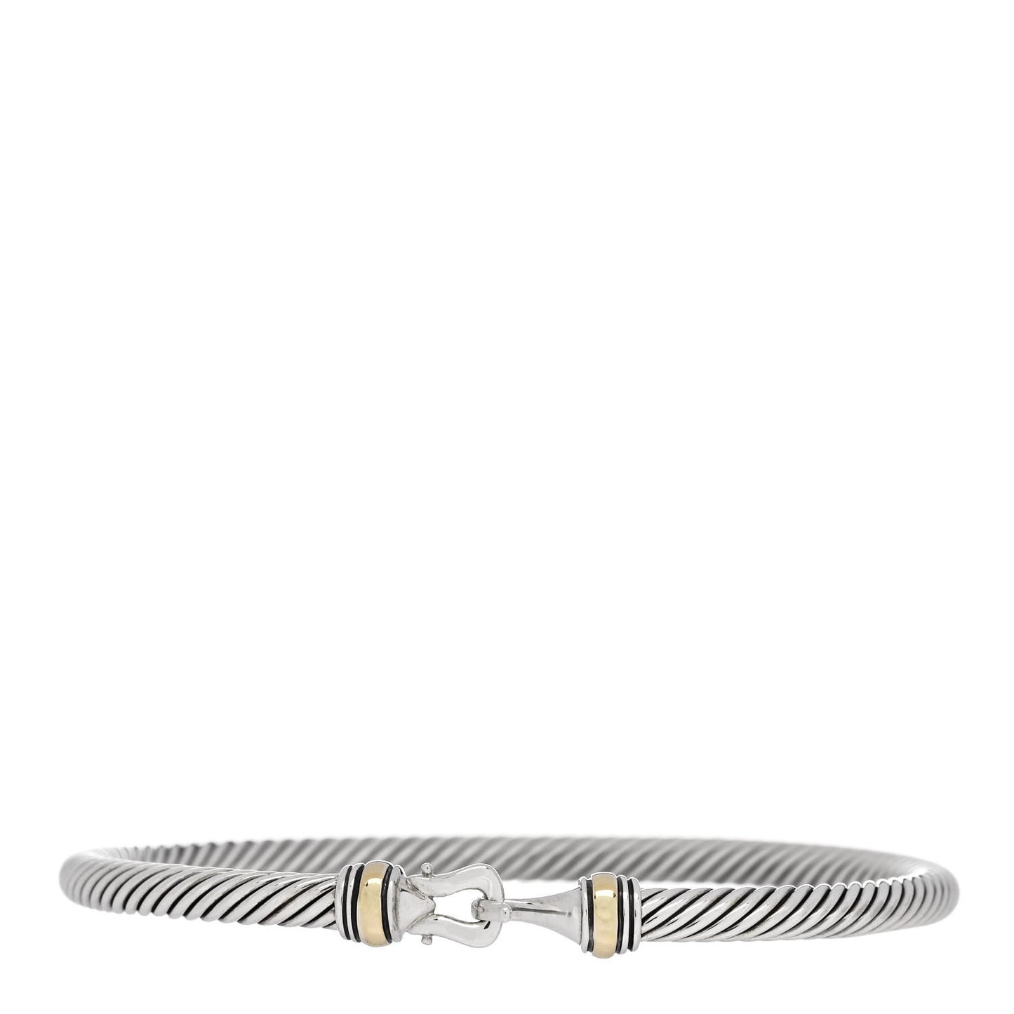 Sterling Silver 18K Yellow Gold 4mm Cable Classic Buckle Bracelet