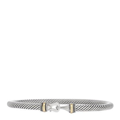 David Yurman Sterling Silver 18K Yellow Gold 4mm Cable Classic Buckle Bracelet 1 of 3